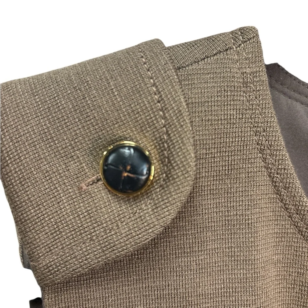 Kate‎ Spade Brown Wool Blend Sheath Dress V-Neck Button Detail $398 Size M